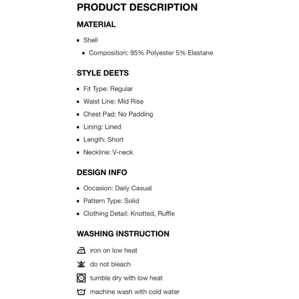 V-Neck Ruffle Knotted Mini Dress | Black | Size M | Like New - Picture 3 of 3